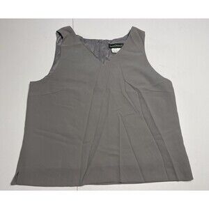 Harve Benard Women Gray Y2K Sleeveless V Neck Lined Cami Tank Top Size 16 EUC